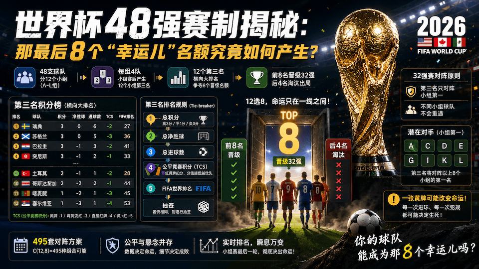 2026年世界杯淘汰赛规则：小组第三名如何通过横向比较获得晋级名额？